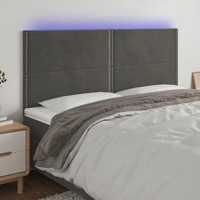 Testiera A Led Grigioscuro 200x5x118/128cm İn Velluto /