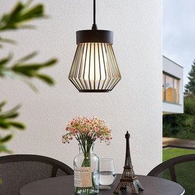 Lindby lampada a sospensione da esterno Vajana, Ø 19 cm, nero, alluminio