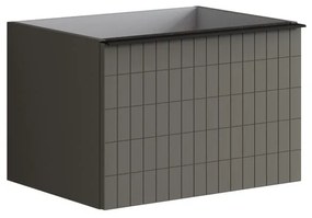 Mobile da bagno da fissare sotto lavabo L 60 x H 40 x P 45.5 cm grigio laccato, 2 cassetti Pixel grid