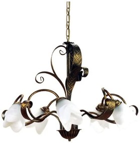 Lampadario Rustico Lampadario Rustico Sonia 5x E14 marrone paralume marrone 5x E14