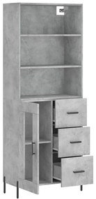 Credenza Grigio Cemento 69,5x34x180 cm in Legno Multistrato