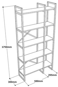 Libreria Oro 88x30x175 Cm 5 Ripiani Effetto Marmo Doppio Modulo Decus