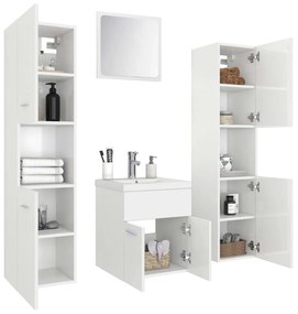 Set mobili da bagno bianco lucido in legno multistrato