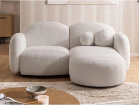 Divano angolare color crema (con penisola a destra/con chaise lounge) con rivestimento in bouclé Orbit – Ropez