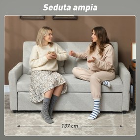 Divano Letto 2 Posti Convertibile Apertura Clic Clac con 2 Cuscini in Tessuto Marrone Chiaro...