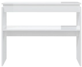 Tavolino Consolle Bianco Lucido 102x30x80 cm Legno Multistrato