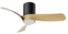 Ventilatore da soffitto LED Nemo pale rovere, struttura nero ø 72 cm, silenzioso con telecomando MANTRA