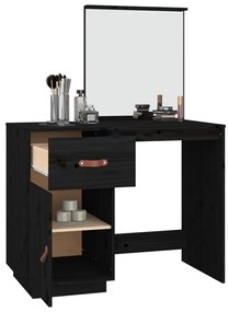 Toeletta nera 95x50x134 cm in legno massello di pino