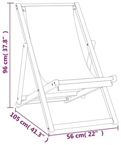 Sedia a Sdraio in Legno di Teak 56x105x96 cm Crema