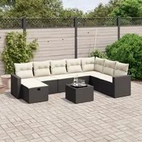 Set Divani da Giardino 9 pz con Cuscini Nero in Polyrattan 3263592