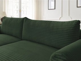 Divano angolare in verde scuro allungabile (con penisola a sinistra) con rivestimento in velluto a coste Lucien – Bobochic Paris