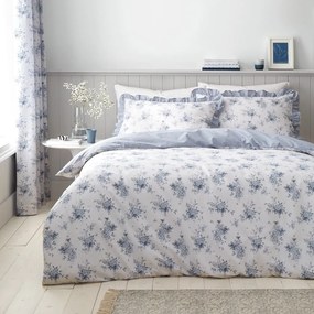 Biancheria da letto bianca/blu per letto matrimoniale 200x200 cm Lucie Floral Frill – Catherine Lansfield