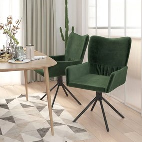 Sedie da pranzo girevoli 2 pz verde scuro in velluto