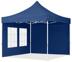 TOOLPORT 3x3m gazebo pieghevole con laterali (finestre), ECONOMY acciaio, blu scuro - (59036)