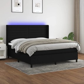 Letto A Molle Con Materasso E Led Nero 160x200 Cm İn Tessuto /