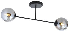 Plafoniera Moderna Morrigan 2 Luci In Acciao Nero E Sfere In Vetro Fumè