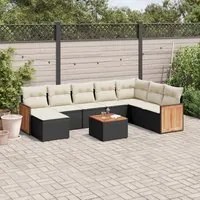 Set Divani da Giardino 9 pz con Cuscini Nero in Polyrattancod mxl 113622