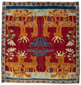 Shiraz Tappeto 70x70 Rosso (Iran) Annodato A Mano
