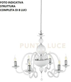 Lampadario vivaldi 8 luci bianco cromo attacco e14 d.88cm