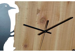 Orologio da Parete DKD Home Decor Nero Bianco Ferro Uccello Legno MDF (50 x 3.5 x 50 cm) (2 pezzi)