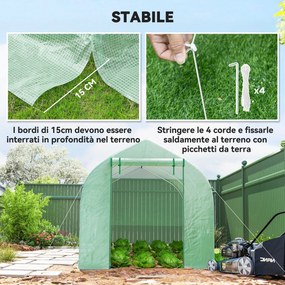 Serra a Tunnel Anti-UV 4x2x2 m con 6 Finestre a Rete e Ingresso Arrotolabile in Metallo e PE Verde...