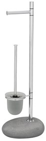 WENKO 19494100 - Spazzola per WC PEBBLE STONE 23,5x70 cm cromo lucido/grigio/satinato