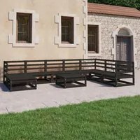 Set Divani da Giardino 9 pz Nero in Legno Massello di Pino cod mxl 37496