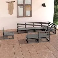 Set Divani da Giardino 8 pz Grigio in Legno Massello di Pino cod mxl 37432