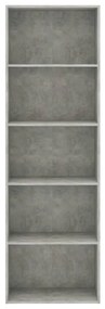 Libreria a 5 ripiani grigio cemento 60x30x189 cm in truciolato