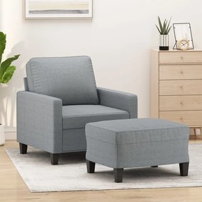 Poltrona Con Poggiapiedi Grigio Chiaro 60 Cm İn Tessuto /