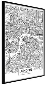 Poster  City Map: London  Cornice Quadri Cornice nera, Larghezza x Altezza Home decor 30x45