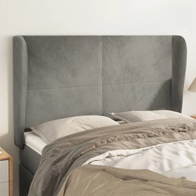 Testiera Ad Orecchio Grigio Chiaro 147x23x118/128 Cm İn Velluto /