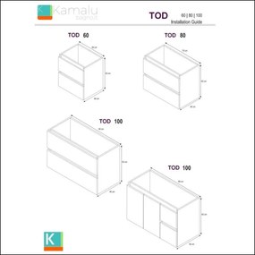 Kamalu - composizione bagno sospesa 80cm: mobile, specchio e colonna tod-80b