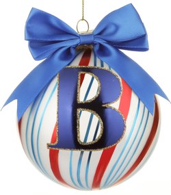 Pallina Natale con lettera B 10 cm Circus blu