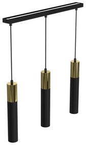 Lampadario a sospensione con filo CASSA 3xGU10/8W/230V nero/oro