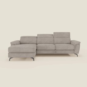 Estro Divano estraibile con chaise-longue e poggiatesta reclinabili in tessuto impermeabile T14 tortora