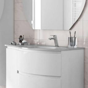 Lavabo da appoggio Sting a incasso rettangolare in vetro L 104 x P 52 x H 16 cm bianco