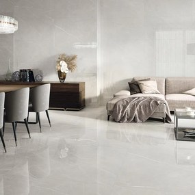 Piastrella da pavimento e rivestimento interno 60 x 120 cm Sp. 9 mm rettificato Eternal Pearl Pulido in gres porcellanato grigio lucido traffico intenso (pei 4/5) 1.44 mq