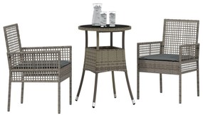 Set pranzo giardino 3 pezzi grigio polirattan