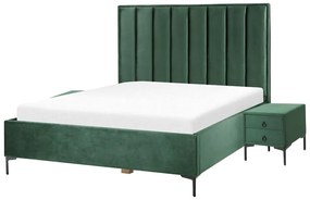 Set camera da letto velluto verde scuro 160 x 200 cm SEZANNE Beliani