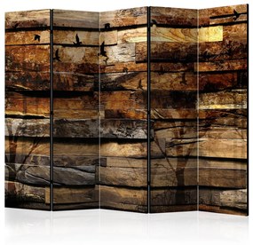 Paravento Riflesso della natura II - texture legno con elementi naturali