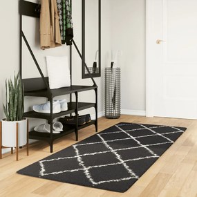 Tappeto Shaggy Pamplona A Pelo Lungo Nero E Crema 80x200 Cm /