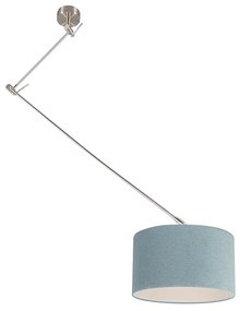 Lampada a sospensione moderna acciaio paralume blue 35 cm - BLITZI