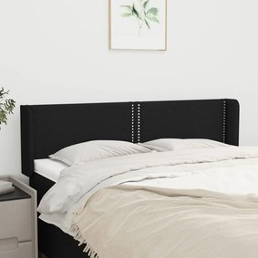 Testiera Ad Orecchio Nera 147x16x78/88 Cm İn Tessuto /