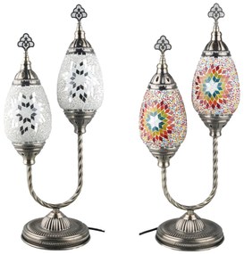 Lampada da tavolo DKD Home Decor Cristallo Mosaico Metallo Multicolore Arabo (24 x 15 x 55 cm) (2 Unità)