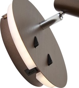 Lampada da parete moderna bronzo scuro con LED e USB-C - Croft