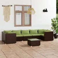 Set Divani da Giardino 8 pz con Cuscini in Polyrattan Marrone 3101964