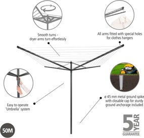 Stendino da giardino color antracite 50 m Topspinner – Brabantia