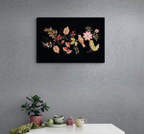 Quadro su tela – Uccellino con motivo folk