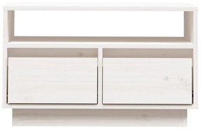 Mobile porta tv bianco 60x35x37 cm in legno massello di pino
